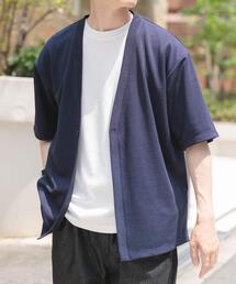 ジャガード5分袖カーディガン+ポンチTシャツセット