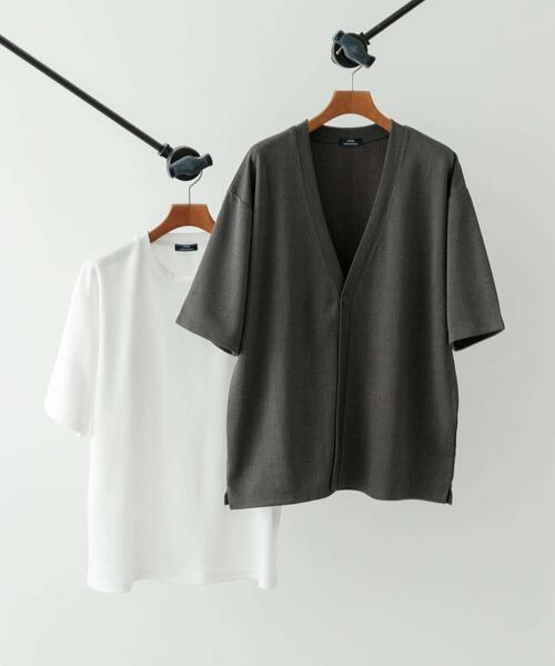 ITEMS URBANRESEARCH（アイテムズ アーバンリサーチ）の「ジャガード5分袖カーディガン+ポンチTシャツセット（カーディガン/ボレロ・メンズ・ベージュ/ネイビー/チャコールグレー/グレー・MEDIUM/LARGE/X-LARGE）」の2枚目の写真