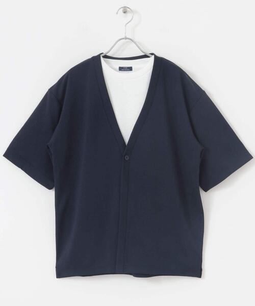 ITEMS URBANRESEARCH（アイテムズ アーバンリサーチ）の「ジャガード5分袖カーディガン+ポンチTシャツセット（カーディガン/ボレロ・メンズ・ベージュ/ネイビー/チャコールグレー/グレー・MEDIUM/LARGE/X-LARGE）」の18枚目の写真
