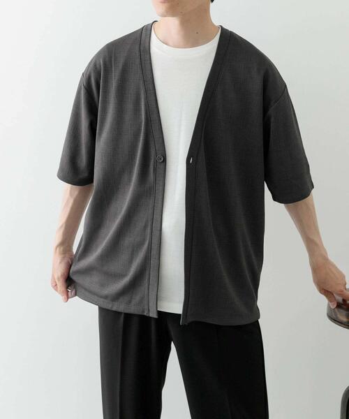 ITEMS URBANRESEARCH（アイテムズ アーバンリサーチ）の「ジャガード5分袖カーディガン+ポンチTシャツセット（カーディガン/ボレロ・メンズ・ベージュ/ネイビー/チャコールグレー/グレー・MEDIUM/LARGE/X-LARGE）」の22枚目の写真