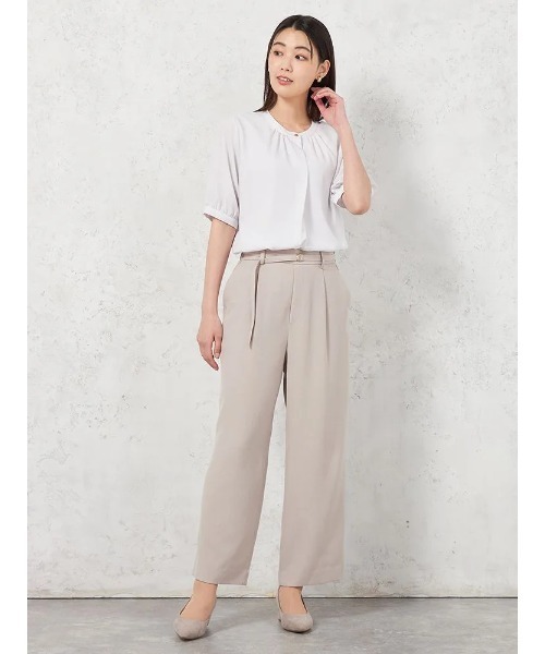 HARUYAMA(ハルヤマ)の「【高通気】WALK PLUS ワイドパンツ リネンライク ベルト付き(スラックス・レディース・ライトグレー/ネイビー/ベージュ・M/L/LL/S)」の9枚目の写真