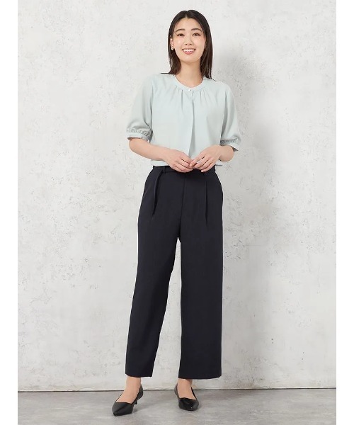 HARUYAMA(ハルヤマ)の「【高通気】WALK PLUS ワイドパンツ リネンライク ベルト付き(スラックス・レディース・ライトグレー/ネイビー/ベージュ・M/L/LL/S)」の5枚目の写真