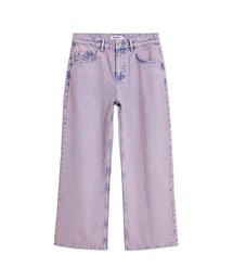 ライトパープル ワイドシルエットのキュロットデニムパンツ