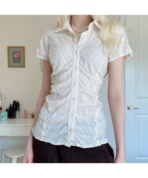 ARCHIVER（アーカイバ）の「【Lp】ストライプタイトシャツ（シャツ/ブラウス・レディース・ホワイト・SMALL/MEDIUM/LARGE）」の2枚目の写真