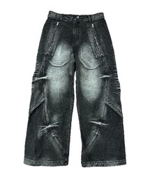 BLR BLUER ダメージデニムパンツ 8/26 20:00 発売【BLR BLUER】Curved Tanker Washed Denim Pants