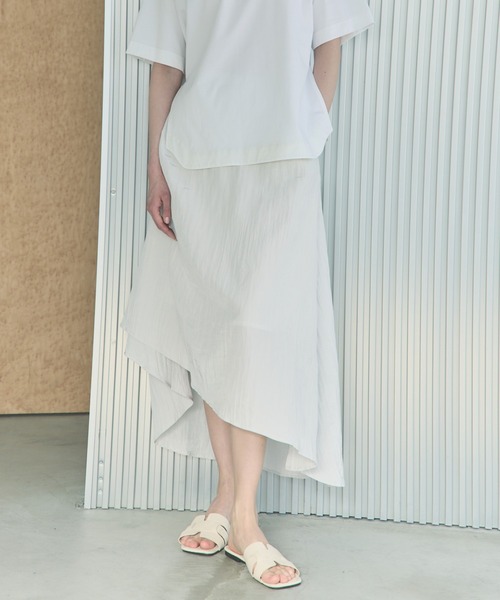 Muel Chic(ミュエルシック)の「Pines shine skirt ピンズシャインスカート(スカート・レディース・ネイビー/ホワイト/モカ/ミント/ブラック・FREE)」の2枚目の写真