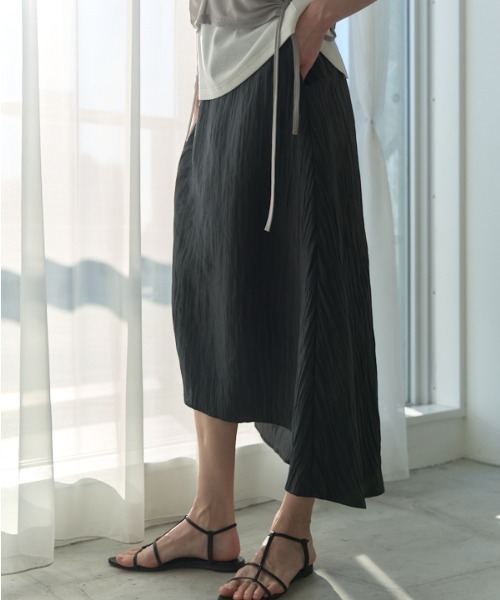 Muel Chic(ミュエルシック)の「Pines shine skirt ピンズシャインスカート(スカート・レディース・ネイビー/ホワイト/モカ/ミント/ブラック・FREE)」の3枚目の写真