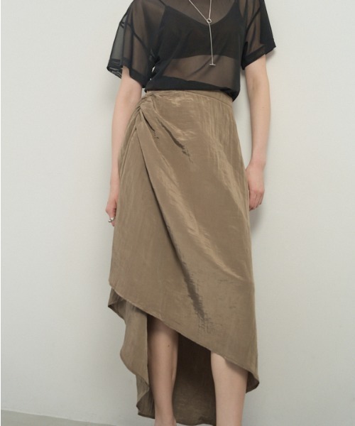 Muel Chic(ミュエルシック)の「Pines shine skirt ピンズシャインスカート(スカート・レディース・ネイビー/ホワイト/モカ/ミント/ブラック・FREE)」の4枚目の写真