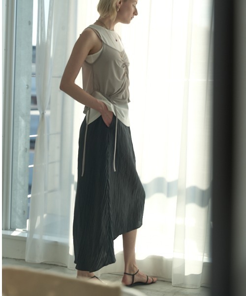 Muel Chic(ミュエルシック)の「Pines shine skirt ピンズシャインスカート(スカート・レディース・ネイビー/ホワイト/モカ/ミント/ブラック・FREE)」の14枚目の写真