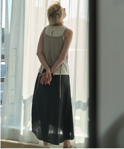 Muel Chic(ミュエルシック)の「Pines shine skirt ピンズシャインスカート(スカート・レディース・ネイビー/ホワイト/モカ/ミント/ブラック・FREE)」の15枚目の写真