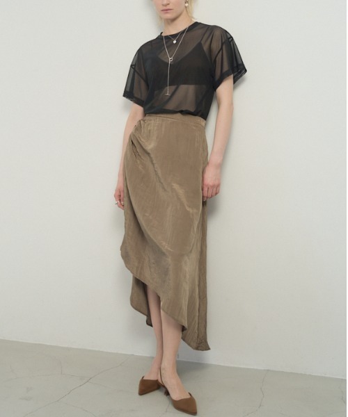 Muel Chic(ミュエルシック)の「Pines shine skirt ピンズシャインスカート(スカート・レディース・ネイビー/ホワイト/モカ/ミント/ブラック・FREE)」の18枚目の写真