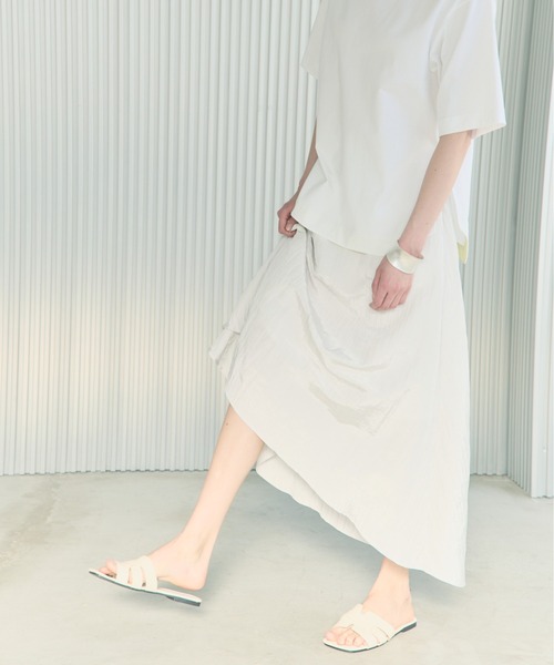 Muel Chic(ミュエルシック)の「Pines shine skirt ピンズシャインスカート(スカート・レディース・ネイビー/ホワイト/モカ/ミント/ブラック・FREE)」の9枚目の写真