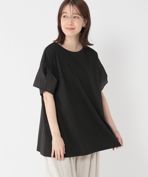 セール】ダブルフロント袖切り替えチュニックプルオーバー（T