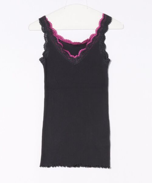 Q（キュー）の「バイカラーテレコタンク（タンクトップ・レディース・チャコールグレー/ライトグレー/マスタード/オリーブ/ネイビー/バーガンディー・MEDIUM）」の2枚目の写真