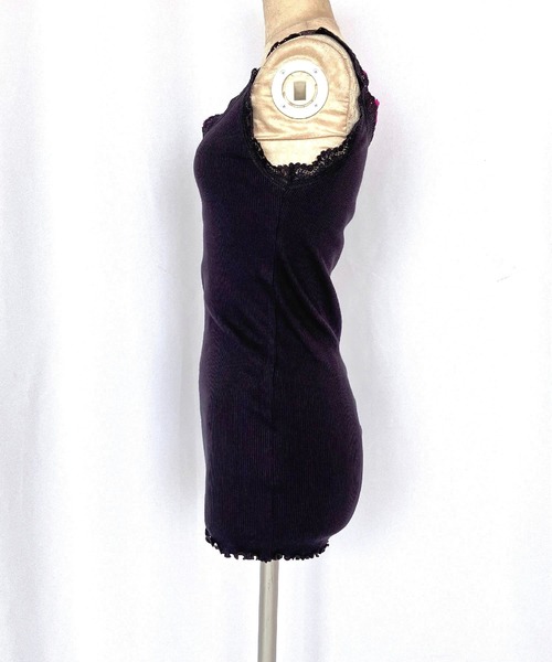 Q（キュー）の「バイカラーテレコタンク（タンクトップ・レディース・チャコールグレー/ライトグレー/マスタード/オリーブ/ネイビー/バーガンディー・MEDIUM）」の9枚目の写真