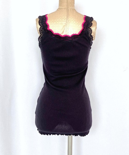 Q（キュー）の「バイカラーテレコタンク（タンクトップ・レディース・チャコールグレー/ライトグレー/マスタード/オリーブ/ネイビー/バーガンディー・MEDIUM）」の10枚目の写真