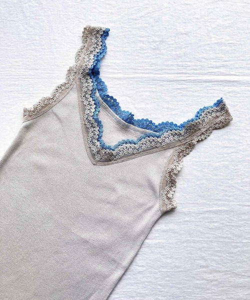 Q（キュー）の「バイカラーテレコタンク（タンクトップ・レディース・チャコールグレー/ライトグレー/マスタード/オリーブ/ネイビー/バーガンディー・MEDIUM）」の19枚目の写真