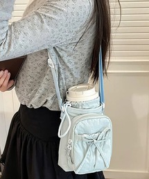 ボトルホルダー ショルダー ストラップ リボン 巾着 ペットボトル ポーチ付き ショルダーバッグ