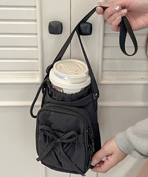 セール】ボトルホルダー ショルダー ストラップ リボン 巾着 ペット