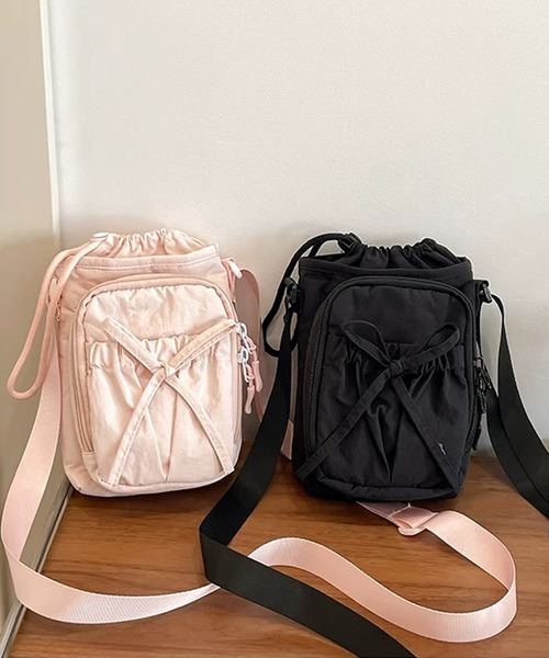 ボトルホルダー ショルダー ストラップ リボン 巾着 ペットボトル