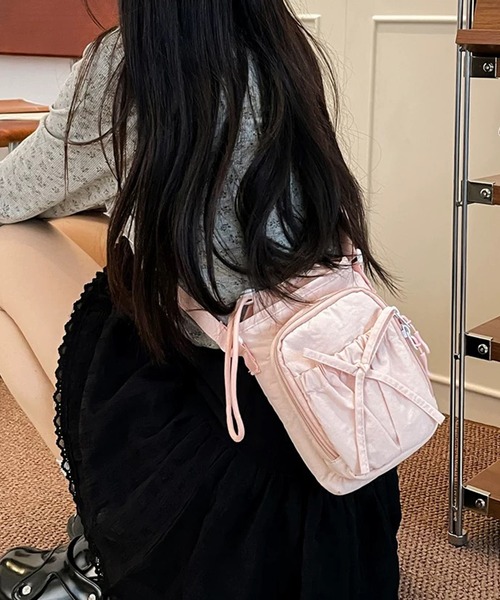 shopnikoniko(ショップニコニコ)の「ボトルホルダー ショルダー ストラップ リボン 巾着 ペットボトル ポーチ付き ショルダーバッグ(ショルダーバッグ・レディース・ブラック/ブルー/ピンク・フリー)」の17枚目の写真