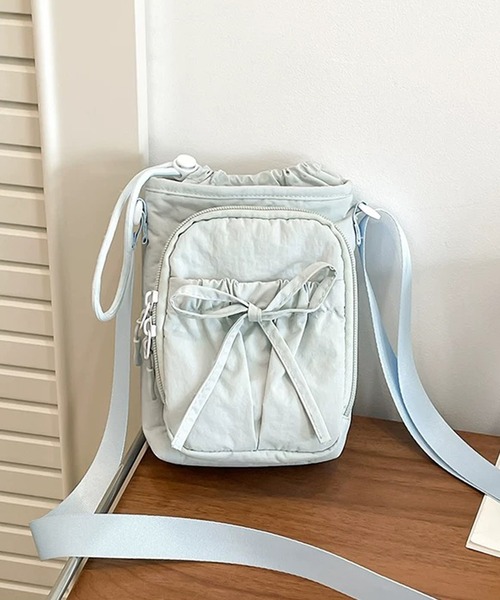shopnikoniko(ショップニコニコ)の「ボトルホルダー ショルダー ストラップ リボン 巾着 ペットボトル ポーチ付き ショルダーバッグ(ショルダーバッグ・レディース・ブラック/ブルー/ピンク・フリー)」の18枚目の写真
