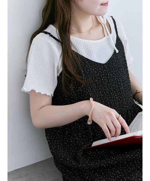 ehka sopo(エヘカソポ)の「アシメリボンカットソー(Tシャツ/カットソー・レディース・ブラウン/ブルー/オフホワイト/ブラック・F)」の2枚目の写真