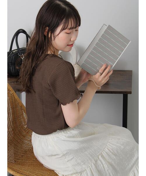ehka sopo(エヘカソポ)の「アシメリボンカットソー(Tシャツ/カットソー・レディース・ブラウン/ブルー/オフホワイト/ブラック・F)」の14枚目の写真