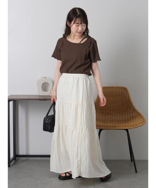 ehka sopo(エヘカソポ)の「アシメリボンカットソー(Tシャツ/カットソー・レディース・ブラウン/ブルー/オフホワイト/ブラック・F)」の16枚目の写真