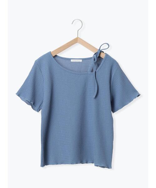 ehka sopo(エヘカソポ)の「アシメリボンカットソー(Tシャツ/カットソー・レディース・ブラウン/ブルー/オフホワイト/ブラック・F)」の5枚目の写真