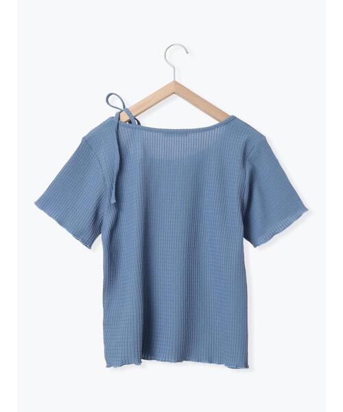 ehka sopo(エヘカソポ)の「アシメリボンカットソー(Tシャツ/カットソー・レディース・ブラウン/ブルー/オフホワイト/ブラック・F)」の6枚目の写真