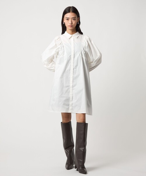 EMMEL REFINES（エメルリファインズ）の「＜EMMEL REFINES＞EM ミニシャツ ワンピース（ワンピース・レディース・ホワイト/ブラック・FREE）」の3枚目の写真