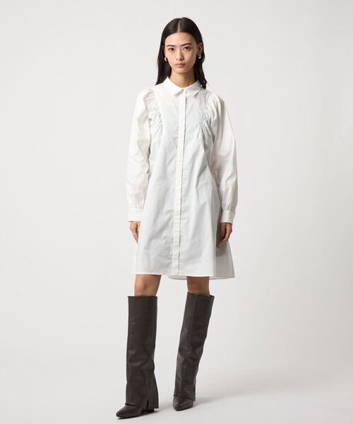 EMMEL REFINES（エメルリファインズ）の「＜EMMEL REFINES＞EM ミニシャツ ワンピース（ワンピース・レディース・ホワイト/ブラック・FREE）」の4枚目の写真