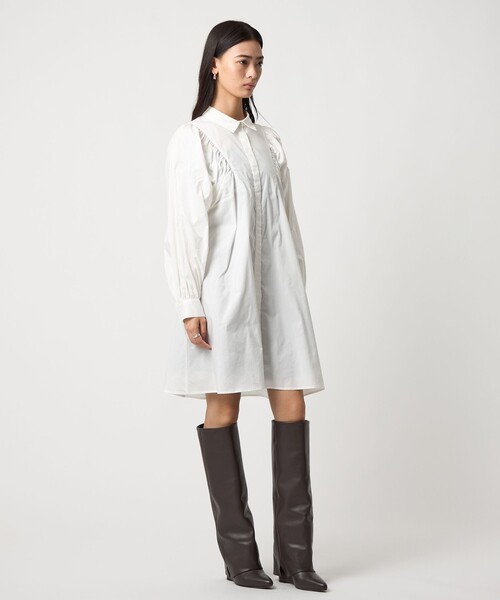 EMMEL REFINES（エメルリファインズ）の「＜EMMEL REFINES＞EM ミニシャツ ワンピース（ワンピース・レディース・ホワイト/ブラック・FREE）」の9枚目の写真