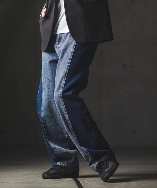 TAKASHOWさま専用 mp13874-Denim wide-leg trousers-Reconstructed design- デニムパンツ