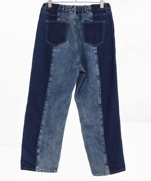 mp13874-Denim wide-leg trousers-Reconstructed design- デニムパンツ