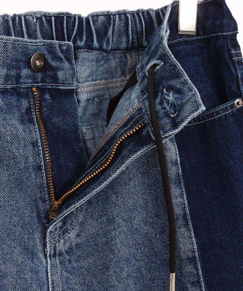 mp13874-Denim wide-leg trousers-Reconstructed design- デニムパンツ