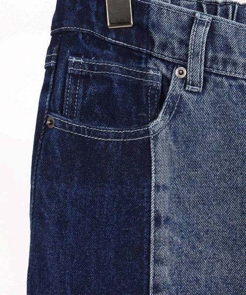 mp13874-Denim wide-leg trousers-Reconstructed design- デニムパンツ