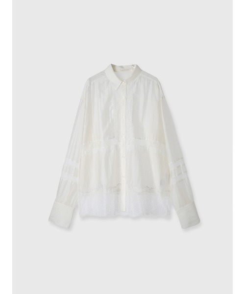 EIMY ISTOIRE（エイミーイストワール）の「レースコンビシアーシャツ（シャツ/ブラウス・レディース・ライトイエロー/サックスブルー/ホワイト・F）」の15枚目の写真