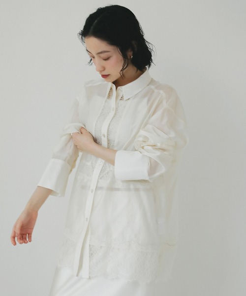 EIMY ISTOIRE（エイミーイストワール）の「レースコンビシアーシャツ（シャツ/ブラウス・レディース・ライトイエロー/サックスブルー/ホワイト・F）」の8枚目の写真