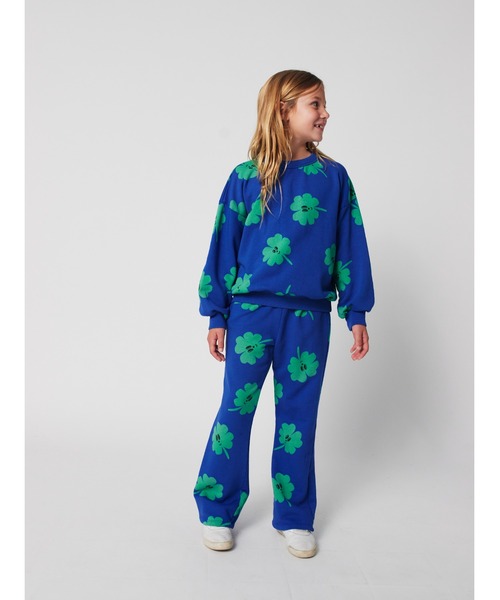 BOBO CHOSES（ボボショーズ）の「Lucky Clover all over flare jogging pants（スウェットパンツ・キッズ・ブルー・2-3YEAR/4-5YEAR/6-7YEAR/8-9y/10-11y/12-13y）」の5枚目の写真