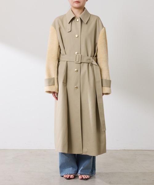 COLLAGE GALLARDAGALANTE（コラージュガリャルダガランテ）の「コンビスリーブトレンチコート（トレンチコート・レディース・チャコールグレー/ベージュ・FREE）」の3枚目の写真