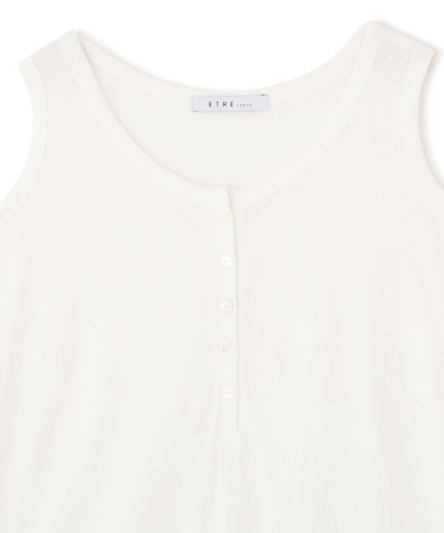 ETRE TOKYO（エトレトウキョウ）の「【再入荷！】ヘンリーネックエアリータンクトップ（Tシャツ/カットソー・レディース・ブラック/ホワイト・FREE）」の10枚目の写真