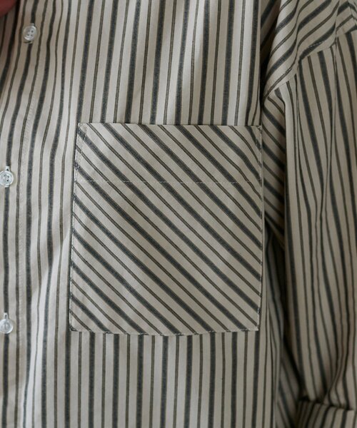 DISCOAT(ディスコート)の「【迷ったらコレ! /ユニセックス】ランダムストライプフリンジオーバーシャツ(シャツ/ブラウス・レディース・ベージュ/サックスブルー/キャメル・FREE)」の17枚目の写真