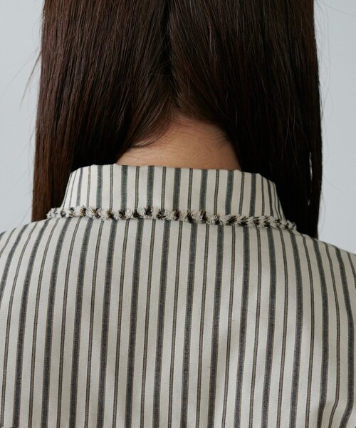 DISCOAT(ディスコート)の「【迷ったらコレ! /ユニセックス】ランダムストライプフリンジオーバーシャツ(シャツ/ブラウス・レディース・ベージュ/サックスブルー/キャメル・FREE)」の20枚目の写真