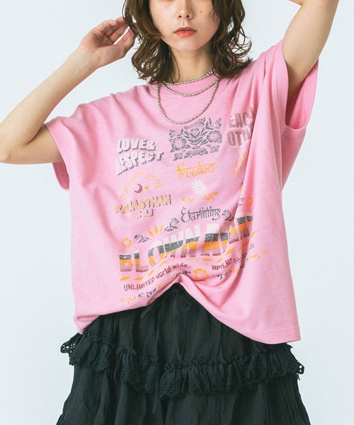 HLAADA(フラーダ)の「(HLAADA for ROSEBUD)BLOWN AWAY PRINT TEE(Tシャツ/カットソー・レディース・ホワイト/ピンク・ONE SIZE)」の1枚目の写真