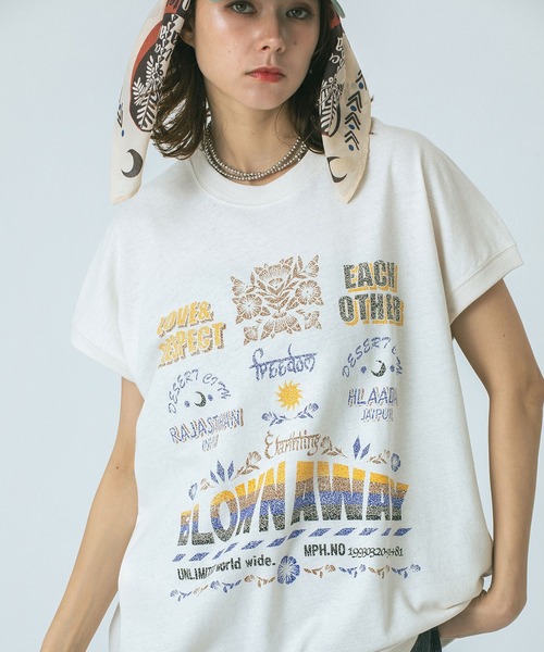 HLAADA(フラーダ)の「(HLAADA for ROSEBUD)BLOWN AWAY PRINT TEE(Tシャツ/カットソー・レディース・ホワイト/ピンク・ONE SIZE)」の6枚目の写真