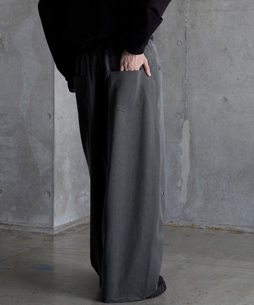 セール】【SERACE】Wide drape TR studs curve slacks / ワイド