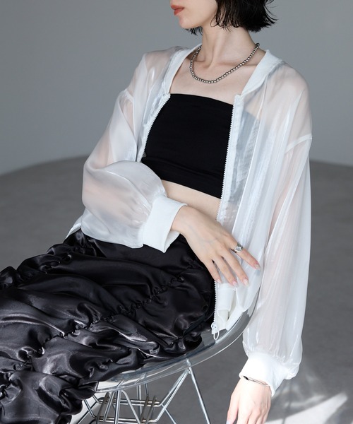 each(イーチ)の「シアージップアップブルゾン(ブルゾン・レディース・ブラック/ホワイト・FREE)」の3枚目の写真