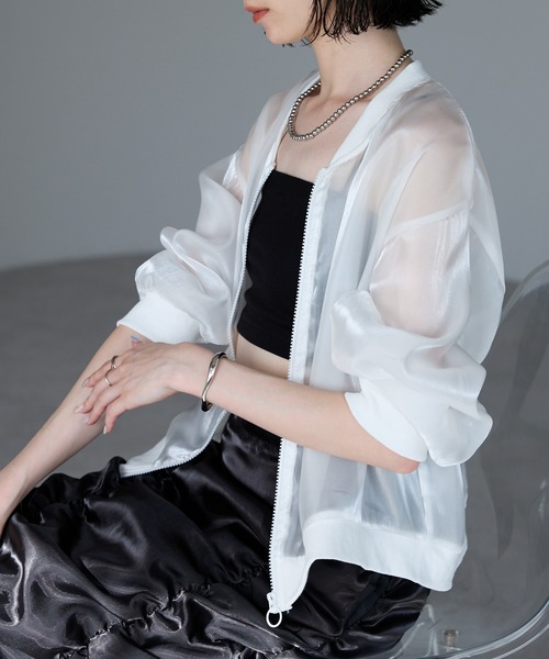 each(イーチ)の「シアージップアップブルゾン(ブルゾン・レディース・ブラック/ホワイト・FREE)」の4枚目の写真